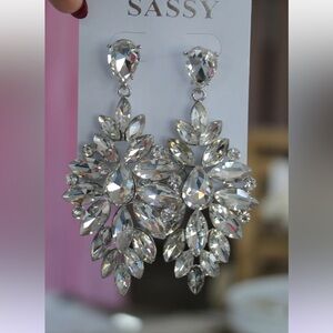 Silver Crystal Statement Earrings